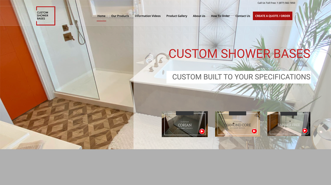 Custom Shower Bases public e-commerce website