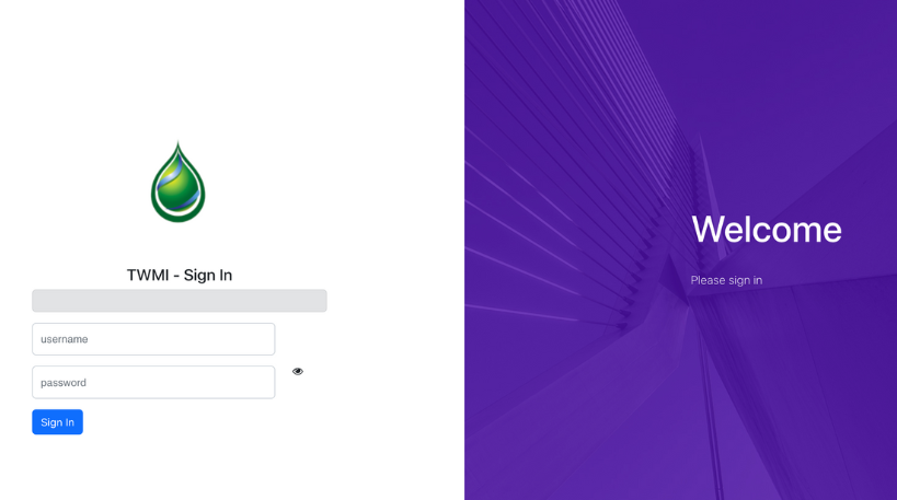 TWMI operations portal login screen